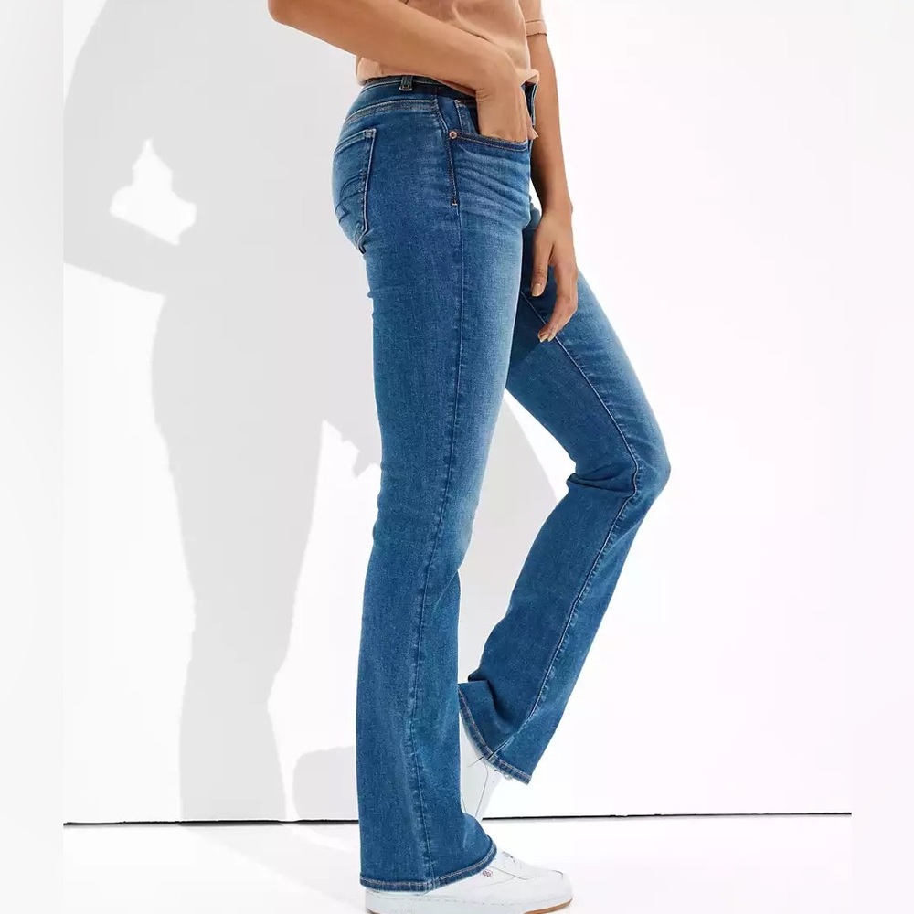 American Eagle Ne(x)t Level Stretch Kick Boot Cut Jeans In Worn Out Blue Wash